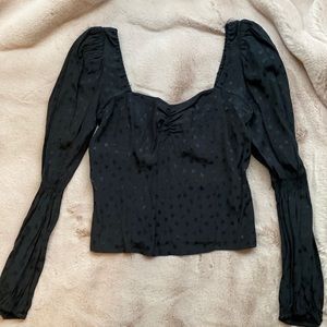 WAYF black blouse sweetheart/square neckline